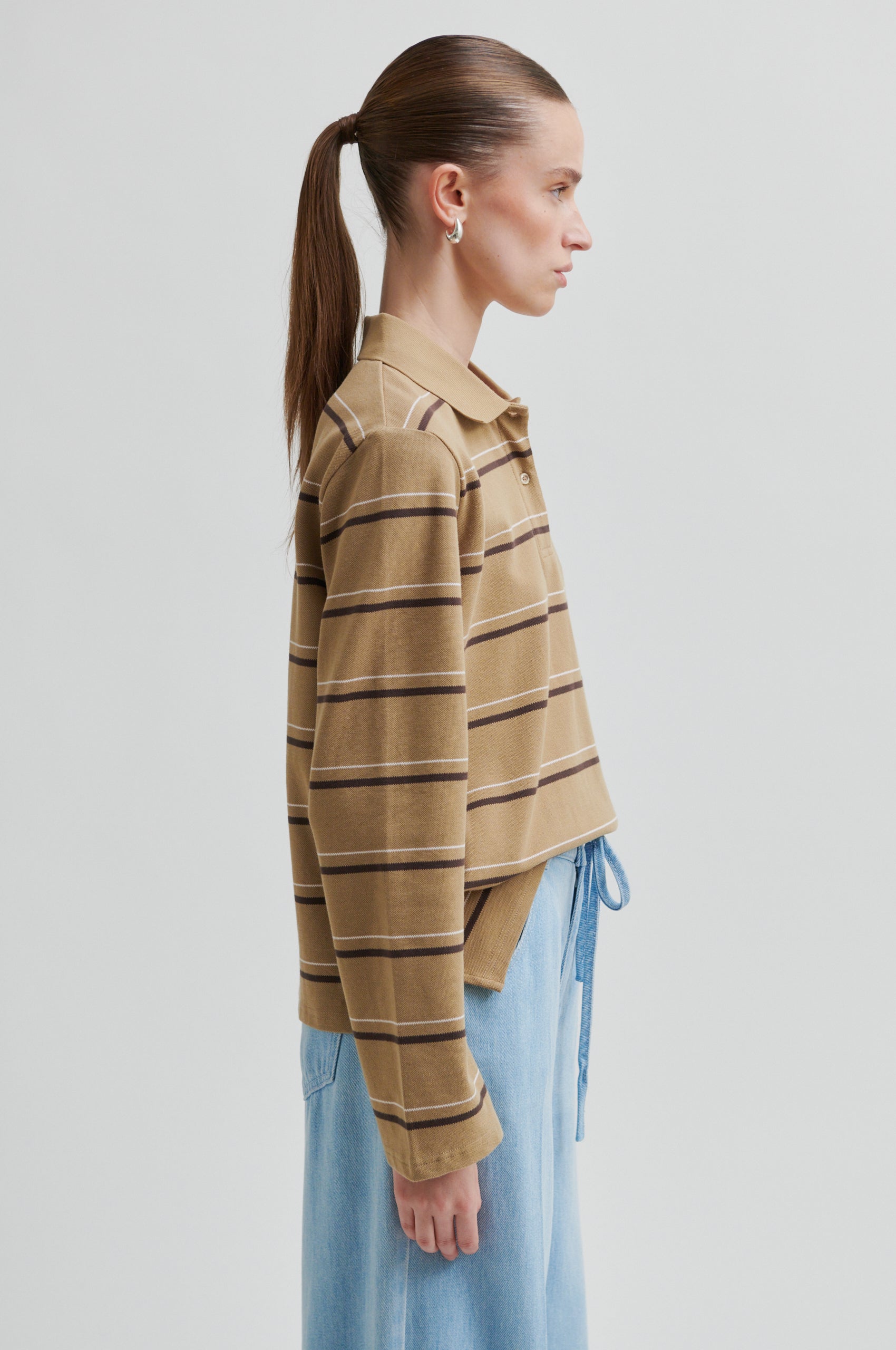 Lovella Striped polotrøje - Kelp